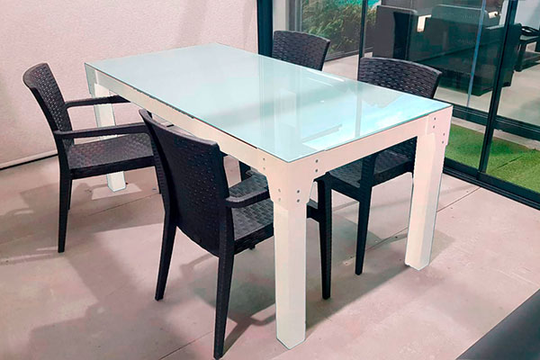 Mesa KUBiKA de Cristal em Alumínio Branco 